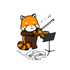 Viola the red panda playing a single note